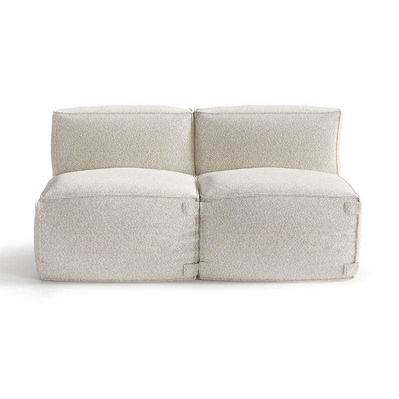 Canapé d'extérieur modulable 2 pièces BAIA tissu bouclette beige chiné