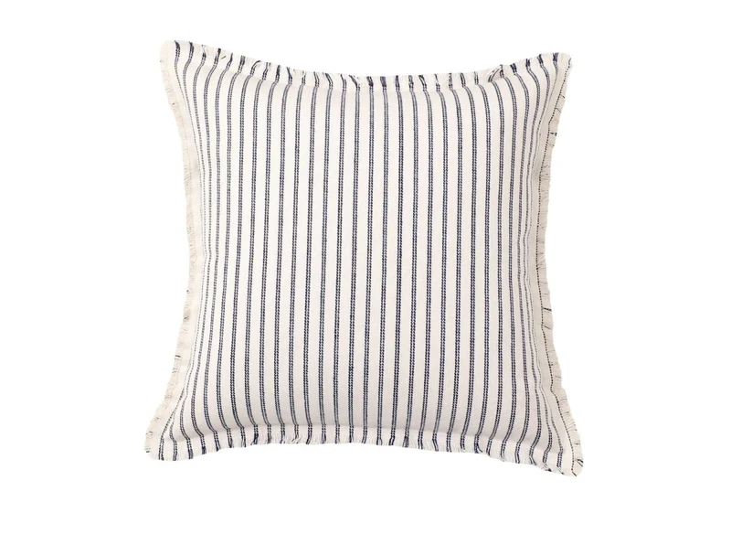 Coussin blanc à rayures bleu marine 45x45 cm TALINA