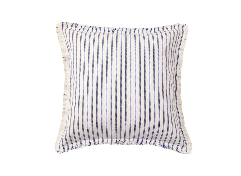 Coussin blanc à rayures bleu clair 45x45 cm TALINA