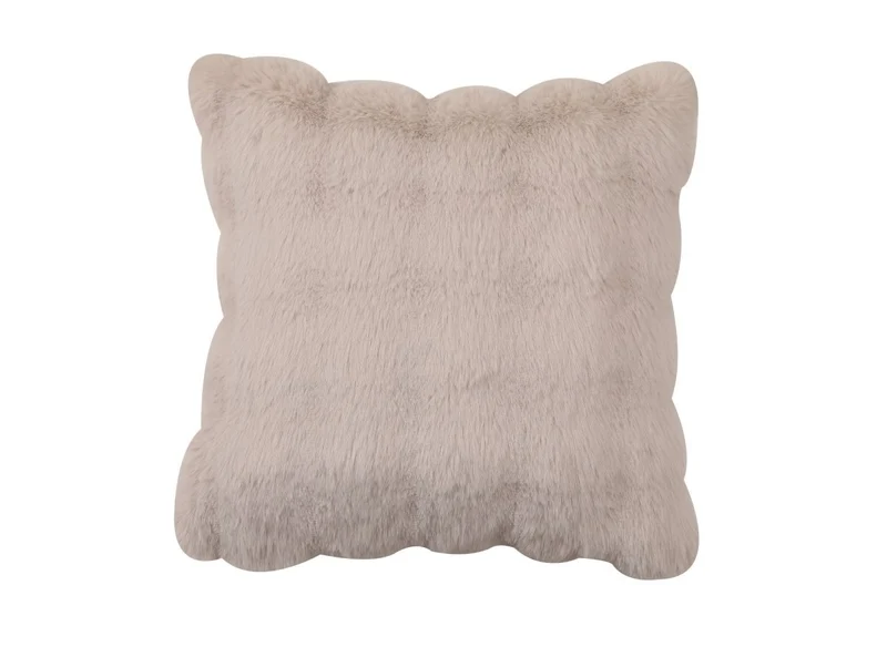 Coussin taupe effet fourrure 45x45 cm KAELA