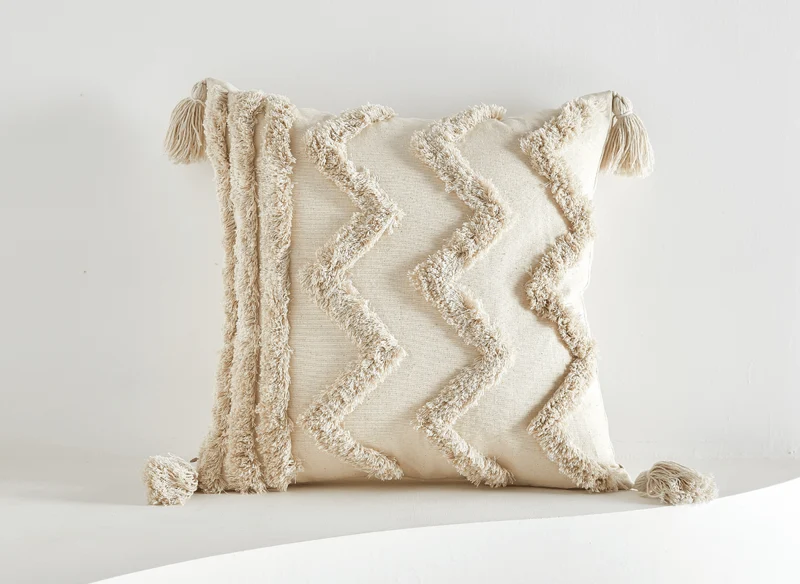 Coussin beige à tissu texturé 45x45 cm YINU