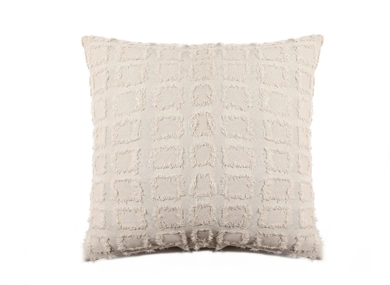 Coussin beige à formes carrées texturées 45x45 cm ELVIO