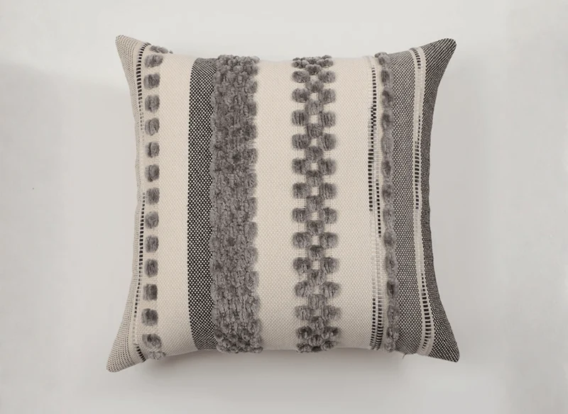 Coussin texturé gris et blanc écru 45x45 cm NEXUS