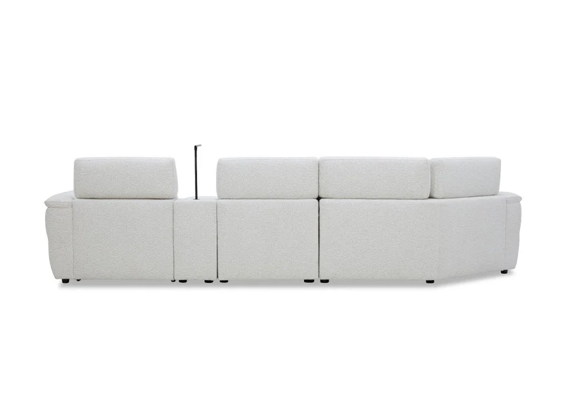 Canapé d'angle relax en tissu bouclette doux beige MARINA - Angle gauche