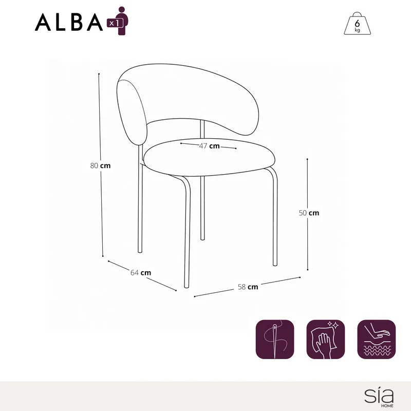 Lot de 2 chaises ALBA velours texturé