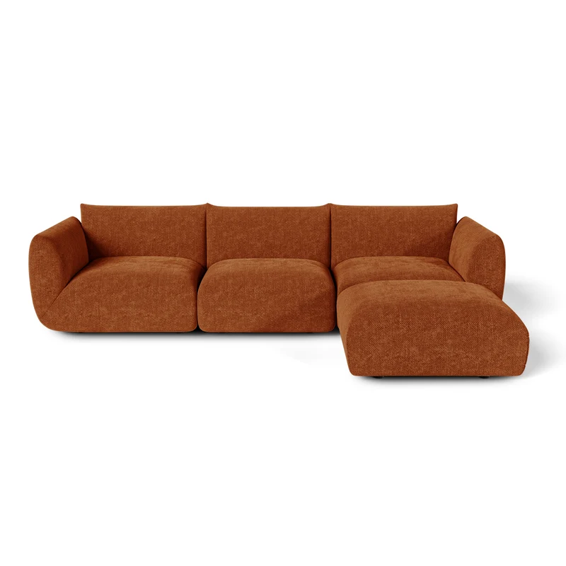 Canapé d'angle modulable 5-6 places NOOMA velours chenillé terracotta
