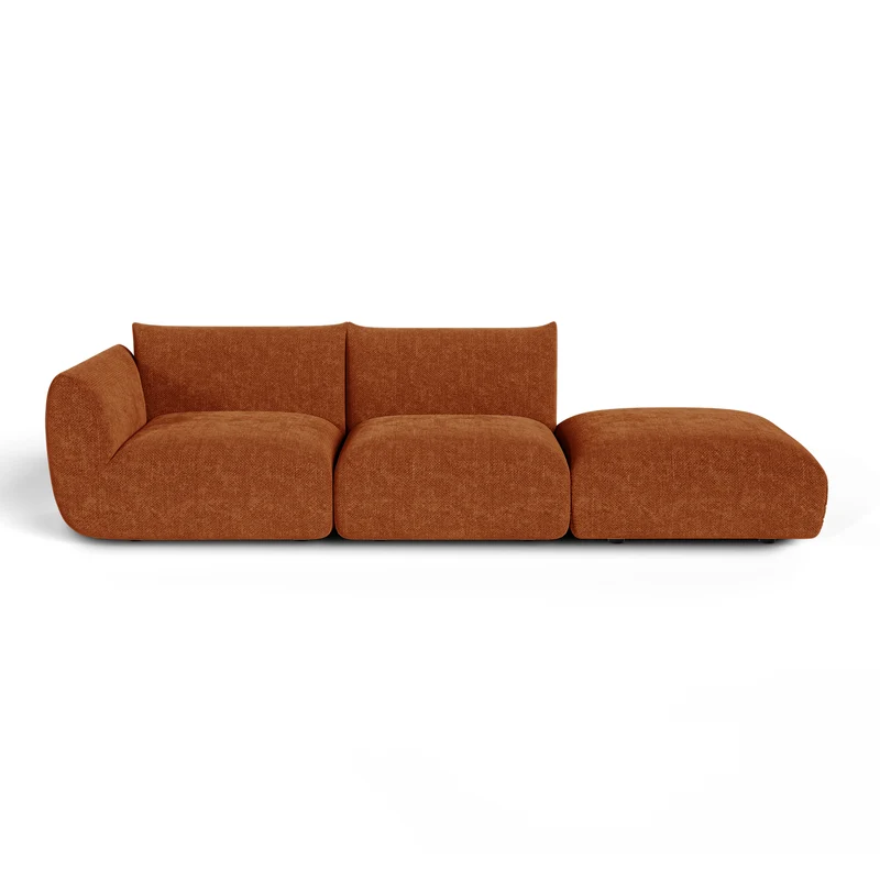 Canapé modulable 4-5 places gauche NOOMA velours chenillé terracotta