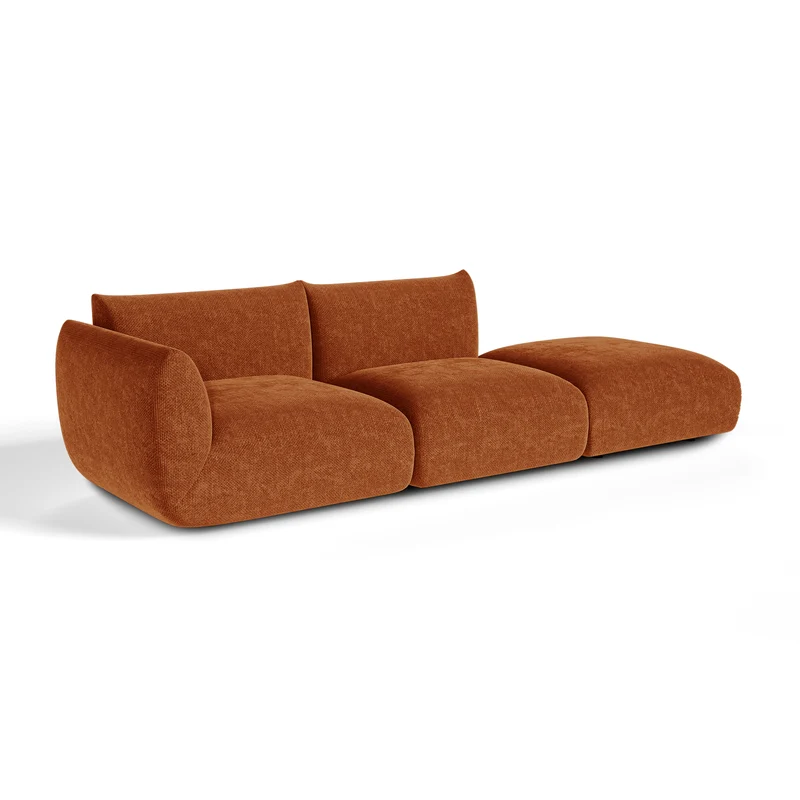 Canapé modulable 4-5 places gauche NOOMA velours chenillé terracotta