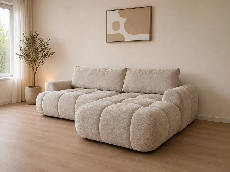 Canapé convertible - Tissu Marbella beige - Léo