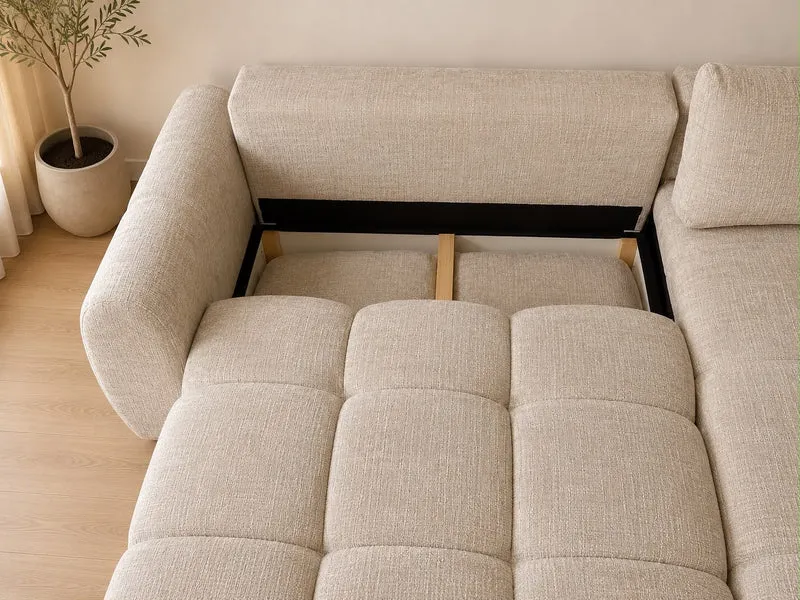 Canapé convertible - Tissu Marbella beige - Léo