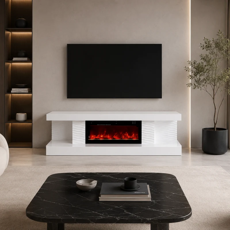 Meuble TV Cheminée Katty - Chauffage électrique