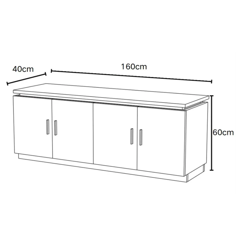 Meuble TV - 160x40x60cm - Effet noyer et travertin mat - Baieta