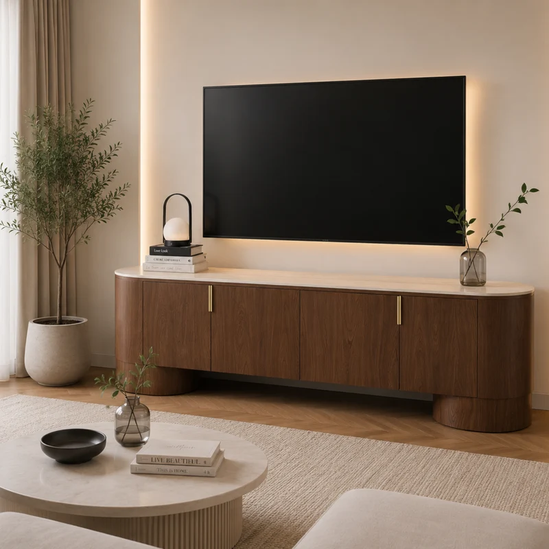 Meuble TV - Effet et travertin - Iconic