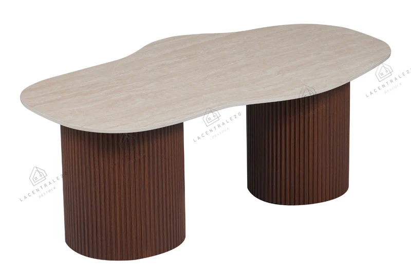 Table basse - Effet travertin et noyer - Niki