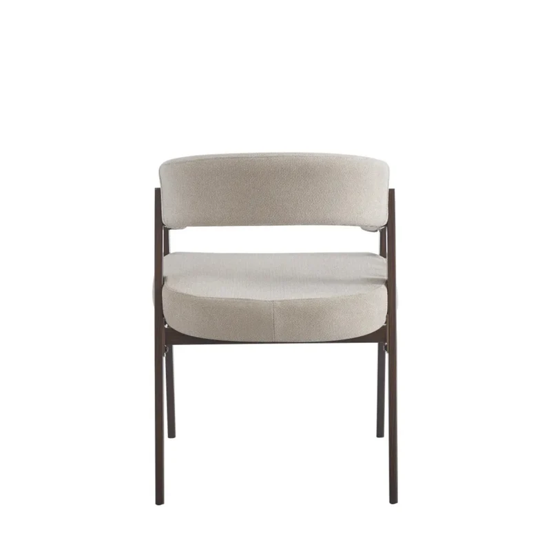 Chaise salle à manger - Velours Beige / Grain Moka – Pied effet noyer – Lots de 2/4/6 – Alicia