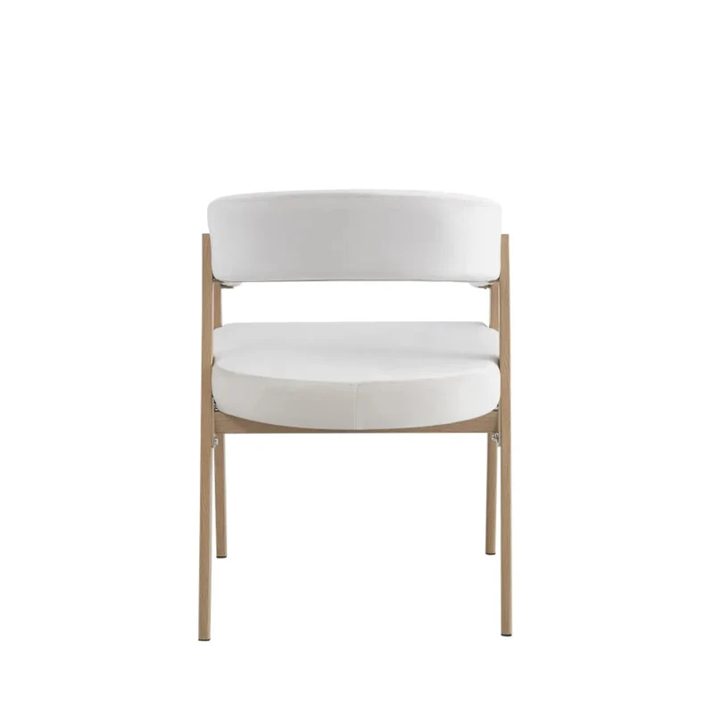 Chaise salle à manger - Velours Beige / Grain Moka – Pied effet chêne – Lots de 2/4/6 – Alicia