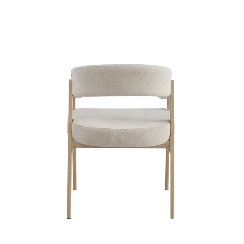 Chaise salle à manger - Velours Beige / Grain Moka – Pied effet chêne – Lots de 2/4/6 – Alicia