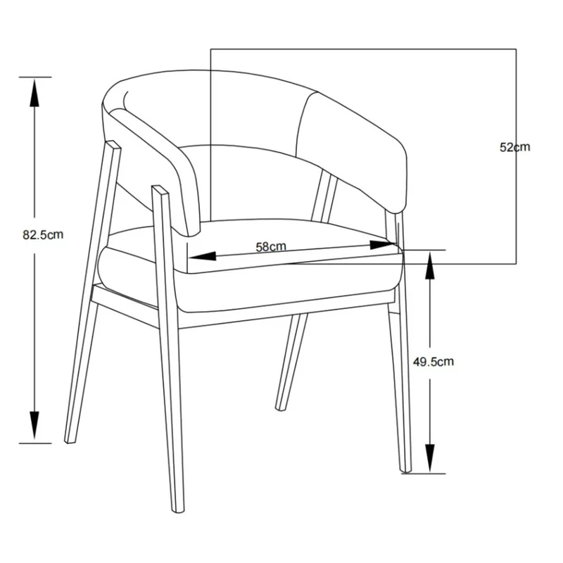 Chaise salle à manger - Velours Beige / Grain Moka – Pied effet chêne – Lots de 2/4/6 – Alicia