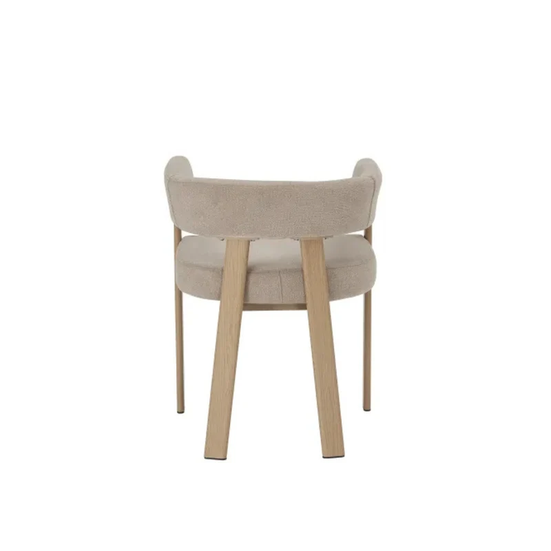 Chaise salle à manger Velours Beige / Grain Moka – Pied effet chêne – Lots de 2/4/6 – Alia