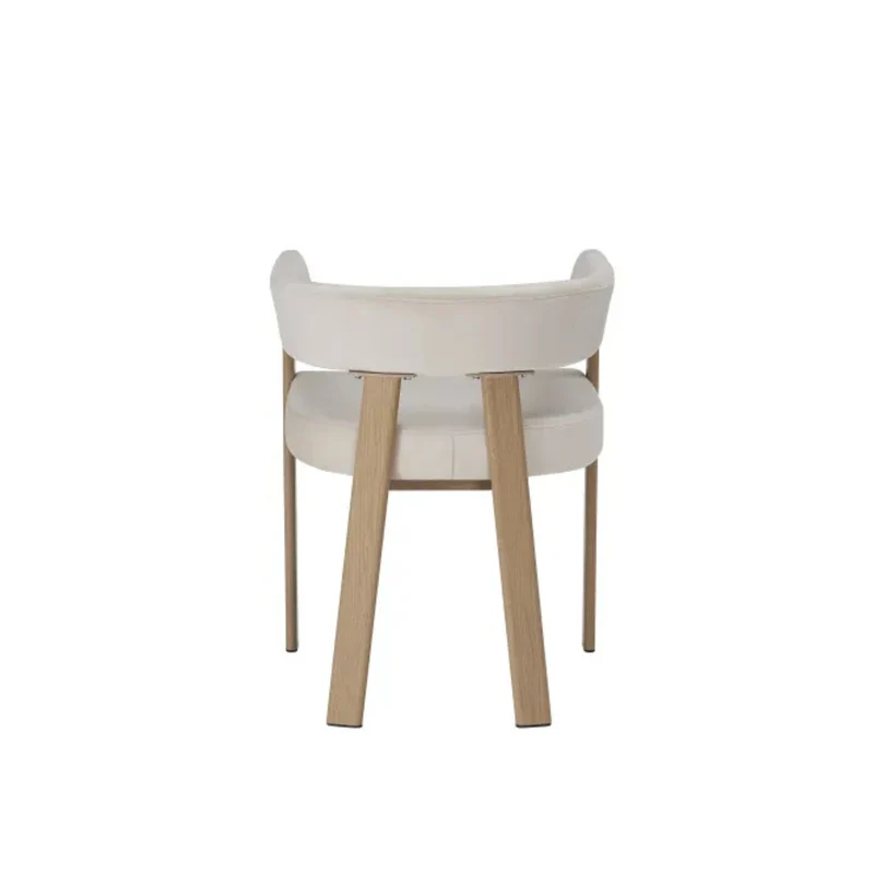 Chaise salle à manger Velours Beige / Grain Moka – Pied effet chêne – Lots de 2/4/6 – Alia
