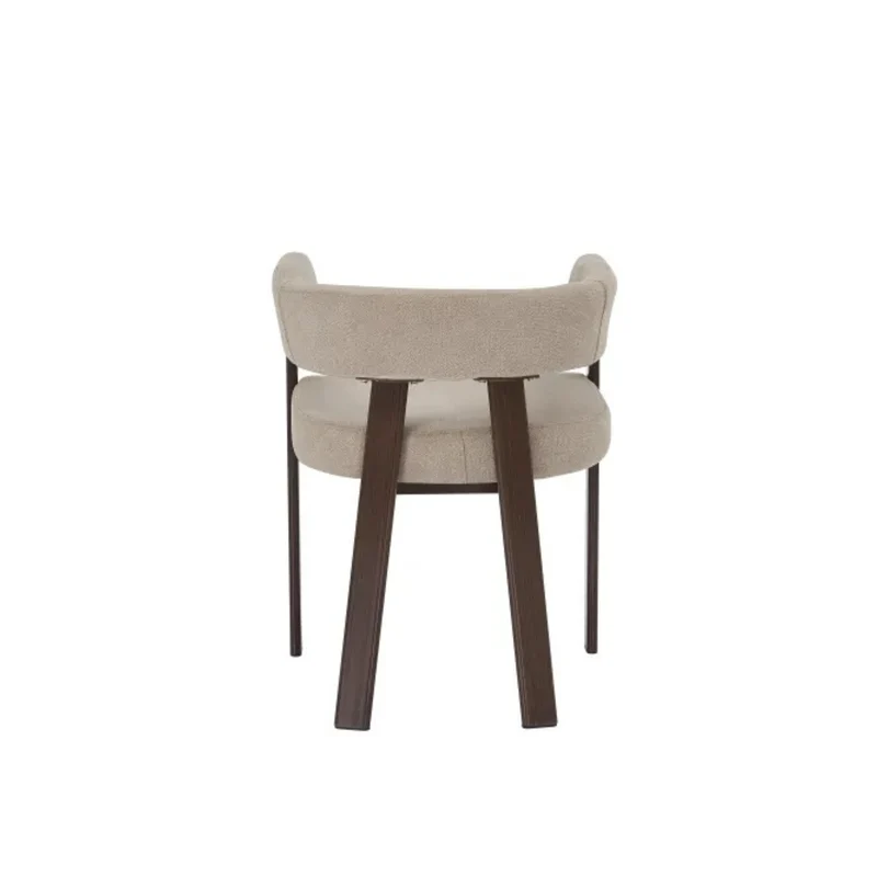 Chaise salle à manger - Velours Beige / Grain Moka – Pied effet Noyer – Lots de 2/4/6 – Alia