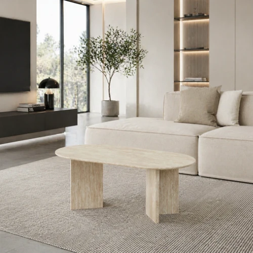 Table basse Lyne Effet travertin