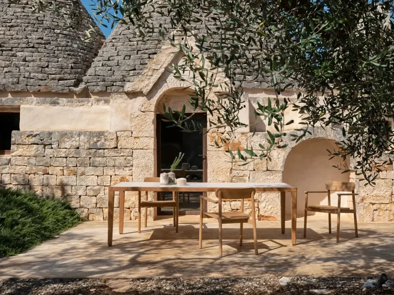 Table extérieure Volta cadre Teck et plateau céramique