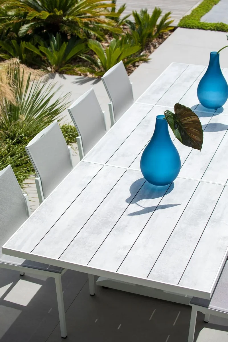 AMAKA - Table repas extensible HPL/ Plateau latté 200/300 cm