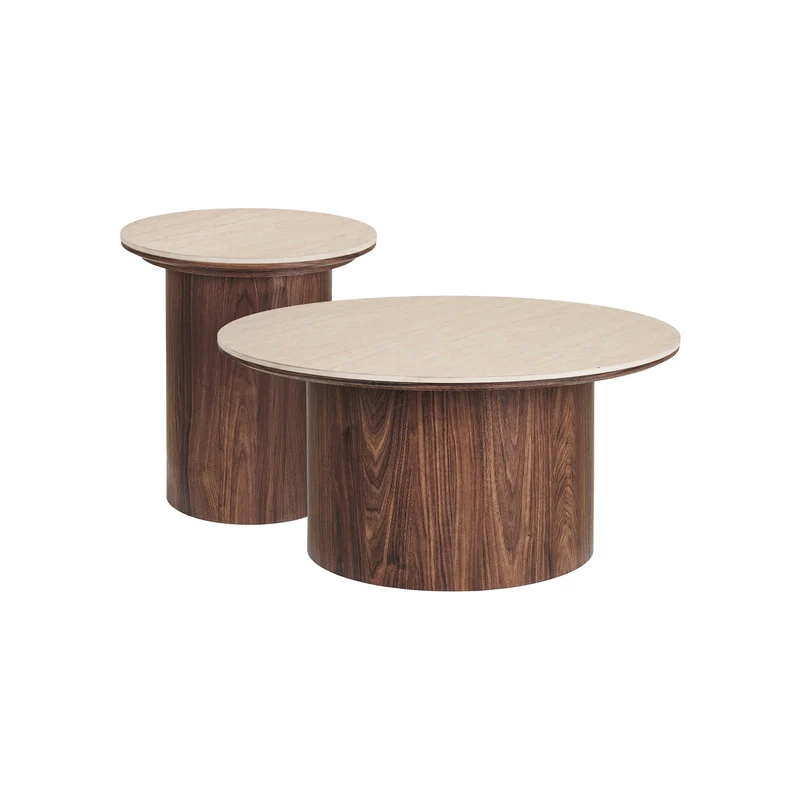 Lot de 2 tables basses effet travertin Delphes