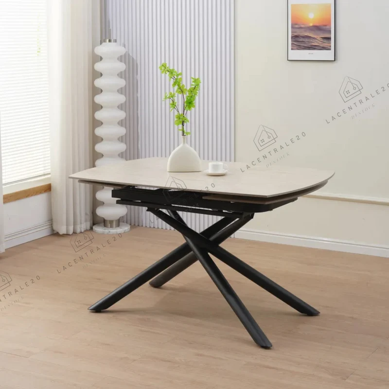 Table à manger - Extensible - Effet céramique marbre - Nysa