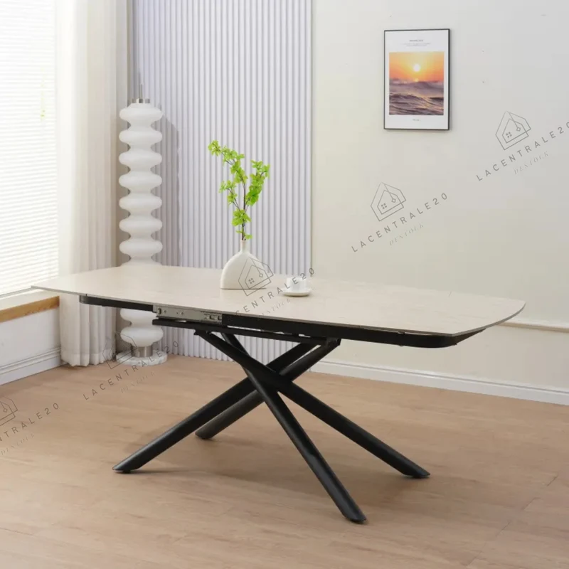 Table à manger - Extensible - Effet céramique marbre - Nysa
