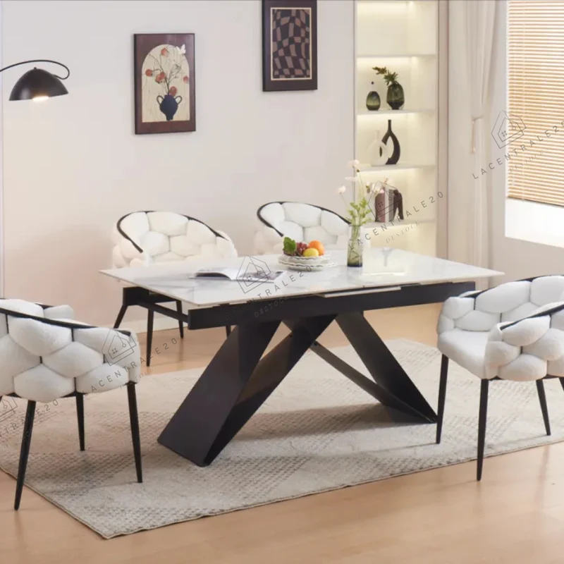 Table à manger - Extensible - Effet marbre -Garcia