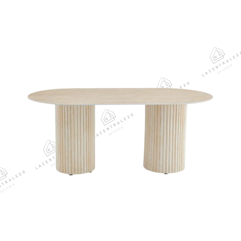 Table à manger - Effet Travertin - Ovale - Keysha