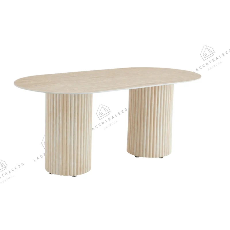 Table à manger - Effet Travertin - Ovale - Keysha
