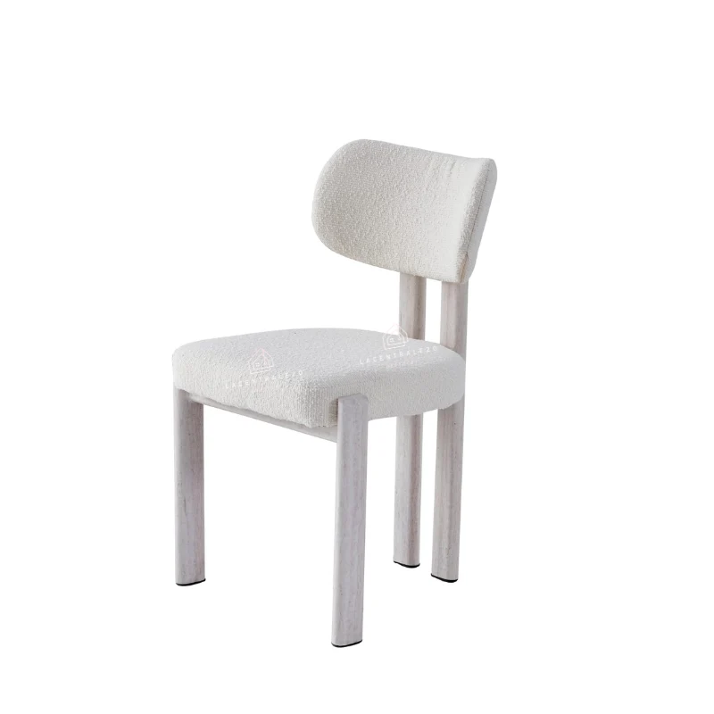Chaise salle à manger - Tissu laine bouclée beige – Pied effet travertin - Lot de 2 / 4 /6 – Hera