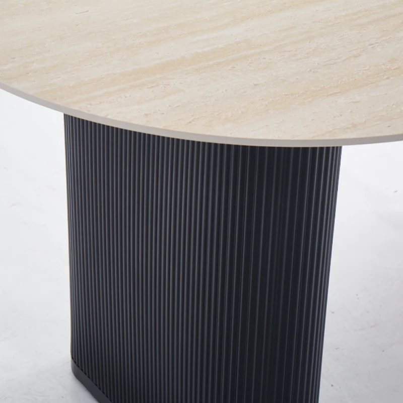 Table à Manger - Oval - céramique effet travertin mat - Selena