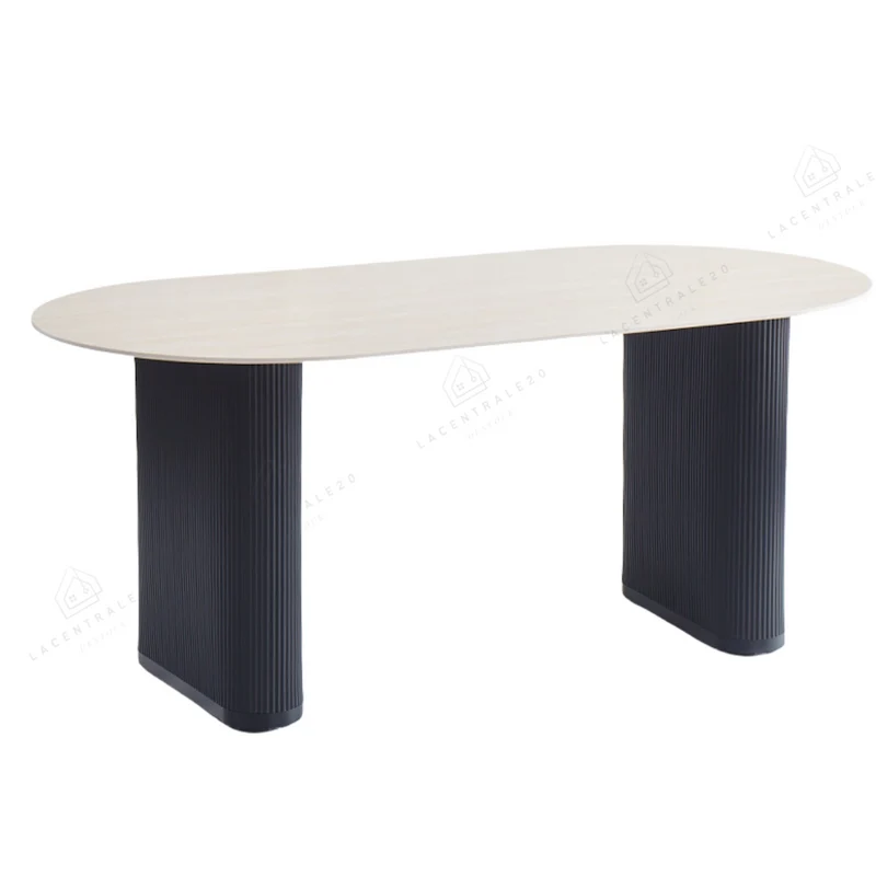 Table à Manger - Oval - céramique effet travertin mat - Selena