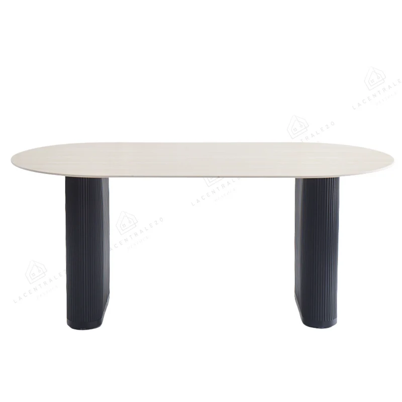 Table à Manger - Oval - céramique effet travertin mat - Selena