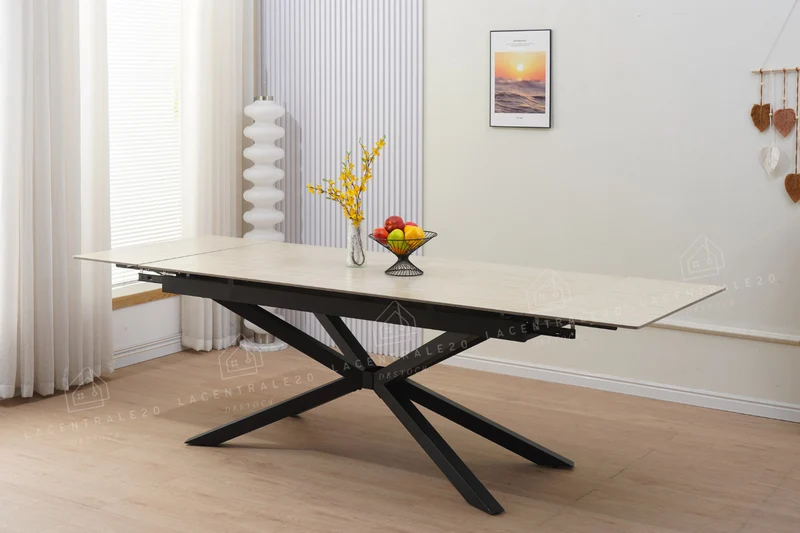 Table à Manger - Extensible - Effet Travertin