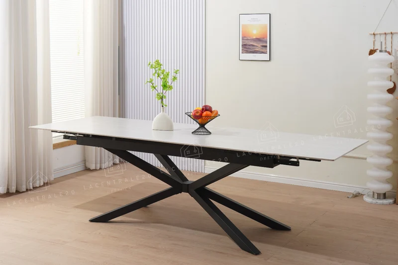 Table à Manger - Extensible - Effet Travertin