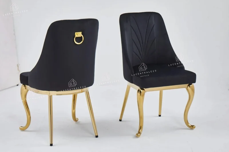 Chaise salle à manger - Tissu velours – Pied métal ( chromé / or )- Lot de 2 / 4 /6 – Baroka