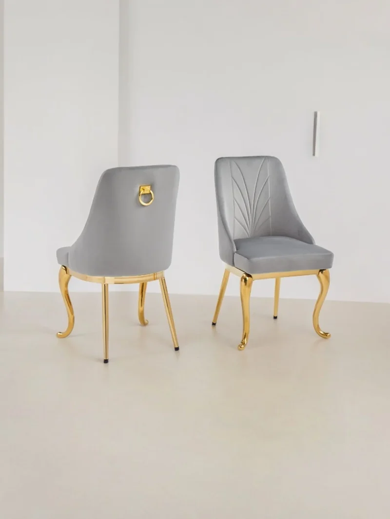 Chaise salle à manger - Tissu velours – Pied métal ( chromé / or )- Lot de 2 / 4 /6 – Baroka
