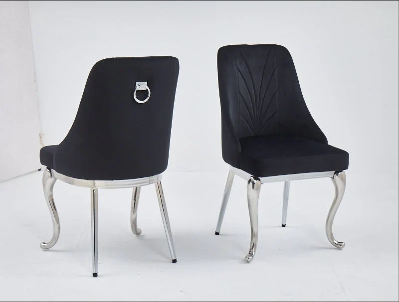 Chaise salle à manger - Tissu velours – Pied métal ( chromé / or )- Lot de 2 / 4 /6 – Baroka
