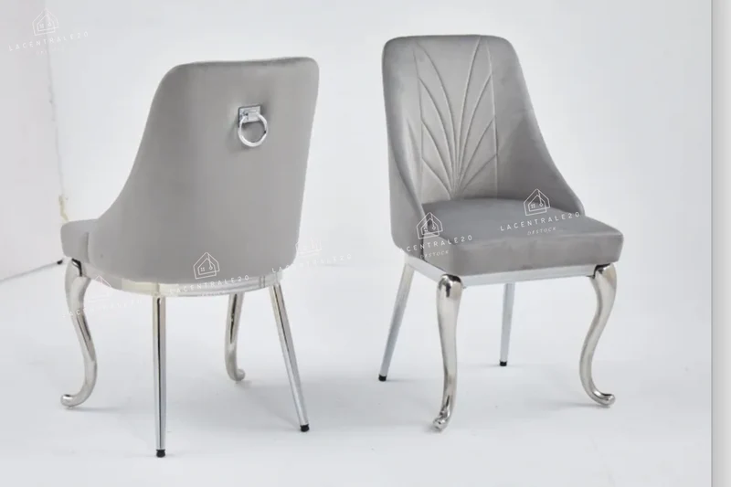 Chaise salle à manger - Tissu velours – Pied métal ( chromé / or )- Lot de 2 / 4 /6 – Baroka