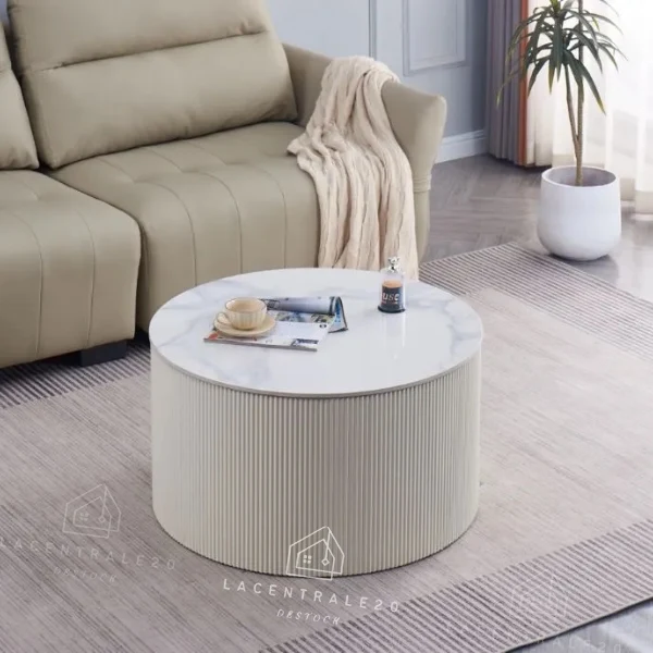 Table basse - Effet marbre blanc ou gris - Valmy