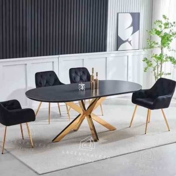 Table à manger - Effet marbre ou céramique - Ovale - Ophélia