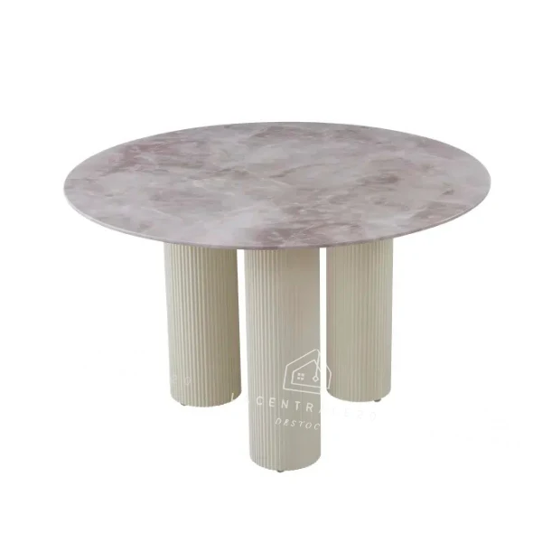 Table à manger - Effet marbre ou céramique - Ronde - Anaïs