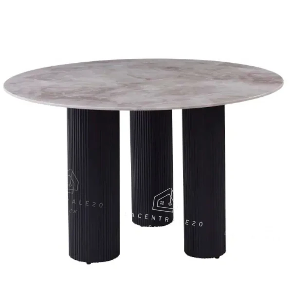 Table à manger - Effet marbre ou céramique - Ronde - Anaïs