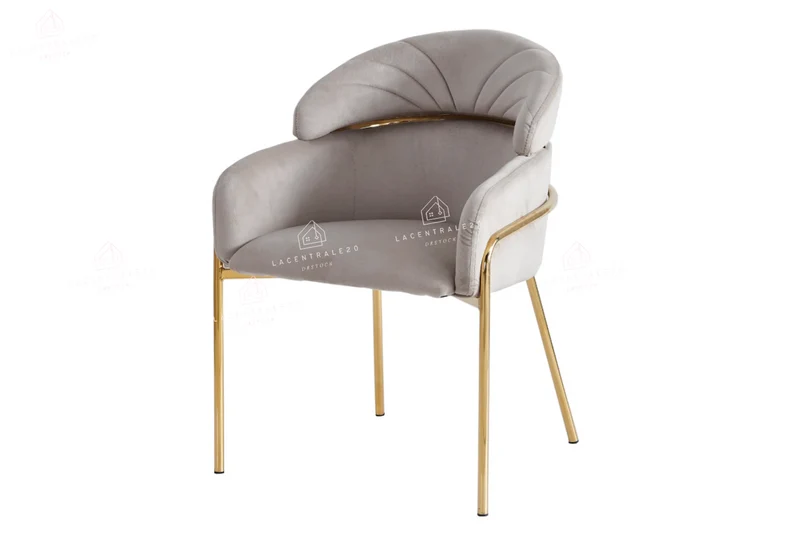 Chaise salle à manger - Tissu velours – Pied métal ( chromé / or )- Lot de 2 / 4 /6 – Emily