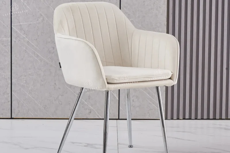 Chaise salle à manger – velours & pied métal (noir / chrome / gold) – Lot de 2, 4 ou 6 – Canva